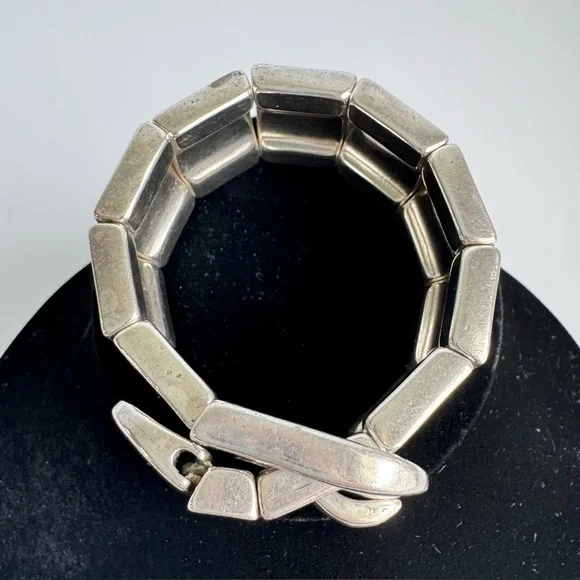 UNO de 50 Bracelet Sterling Silver Plated Belt Buckle Link Stretch Bracelet 6.75